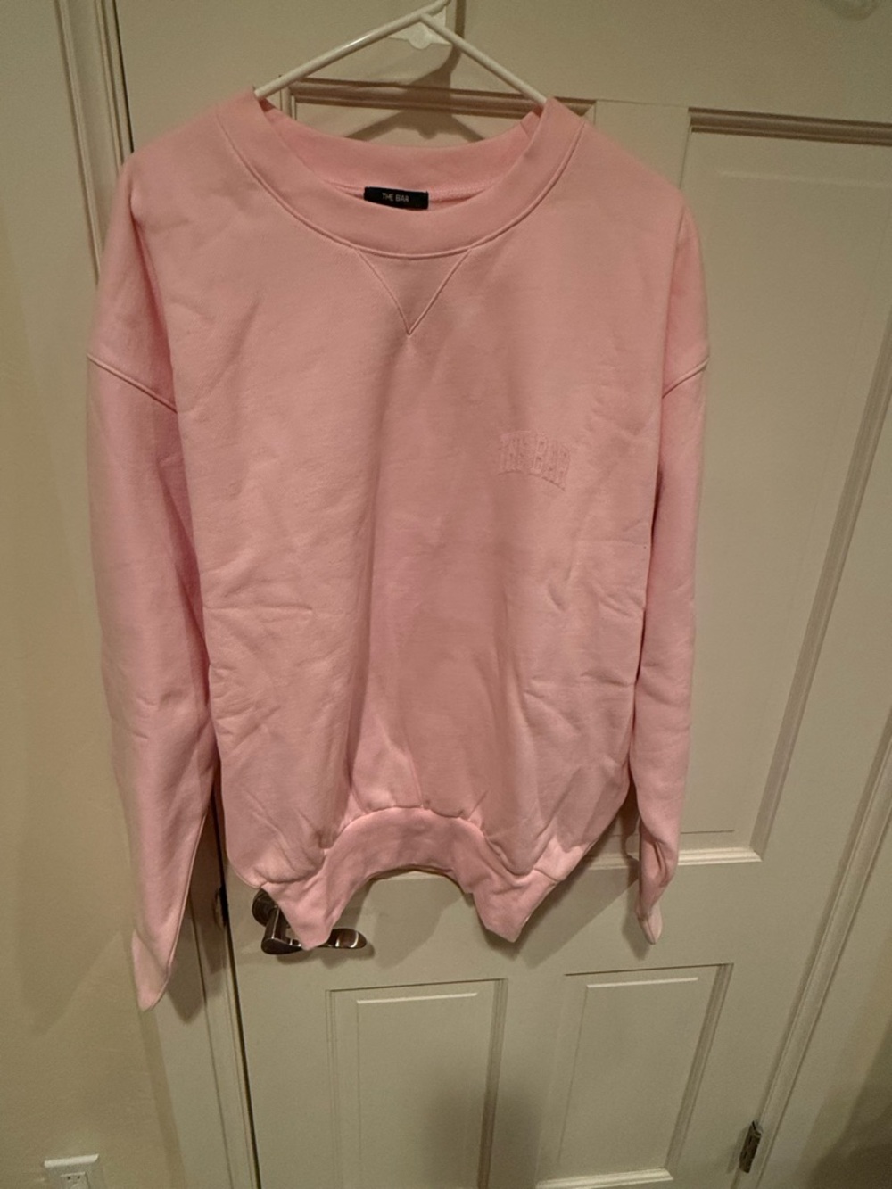 NWOT The Bar Varsity Tucked Sweatshirt Blush/Pink Crew Medium
